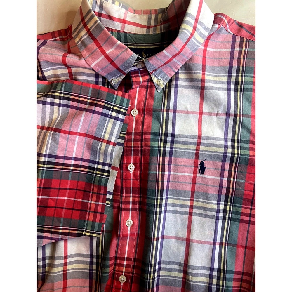 Polo Ralph Lauren Men XXL Plaid Short Sleeve Button Down Shirt Multi-Color Pony